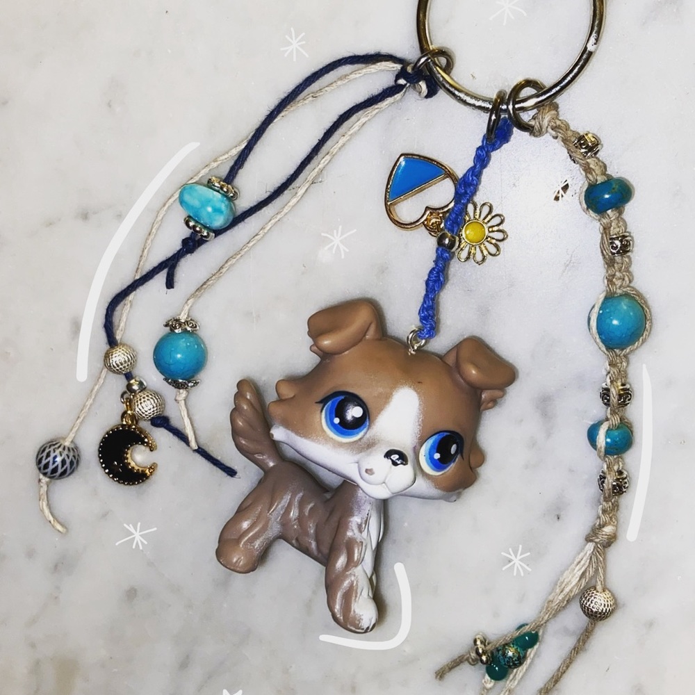 Custom Littlest Pet Shop LPS Authentic Collie Dog Handmade Keychain